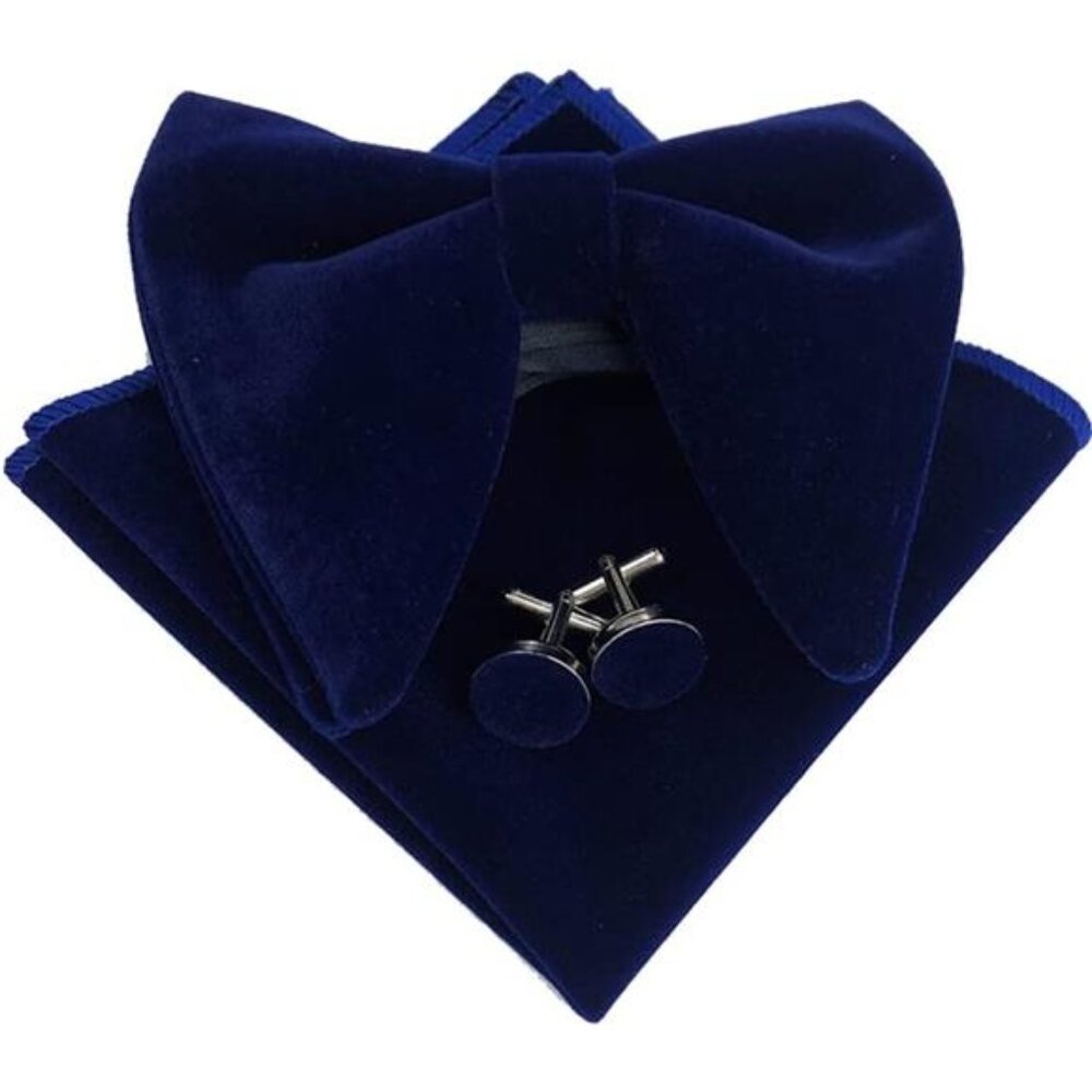Velvet Bow Ties for Men Set Dark Blue